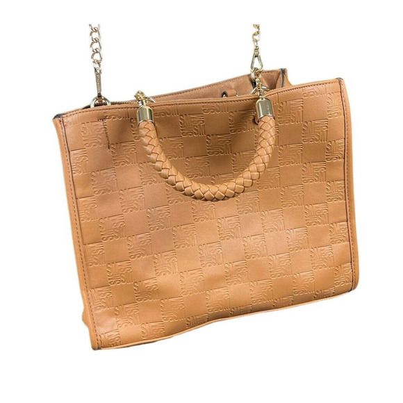 Steve Madden Embossed Satchel Bag with Crossbody option in Bjeannee True Cognac - Picture 2 of 12